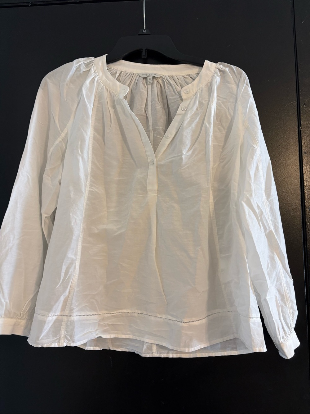 Lucky Brand White Peasant Button-Front Blouse